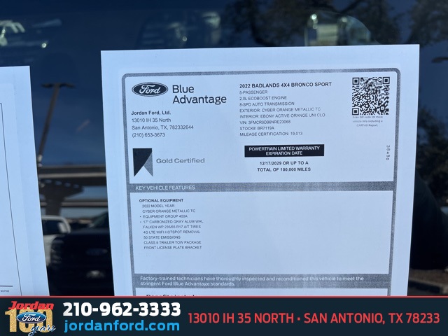 Used Car 2022 Ford Bronco Sport  Badlands For Sale Under $30,000 In San Antonio, Texas