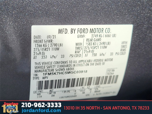 Used Car 2021 Ford Explorer  Platinum For Sale Under $35,000 In San Antonio, Texas