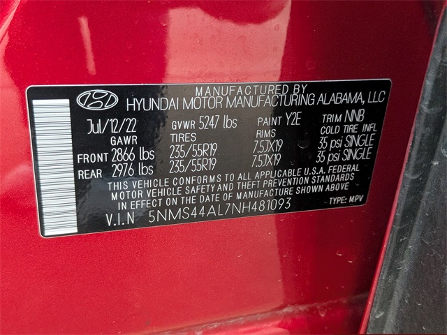 2022 Hyundai Santa Fe Limited Red at Community Honda