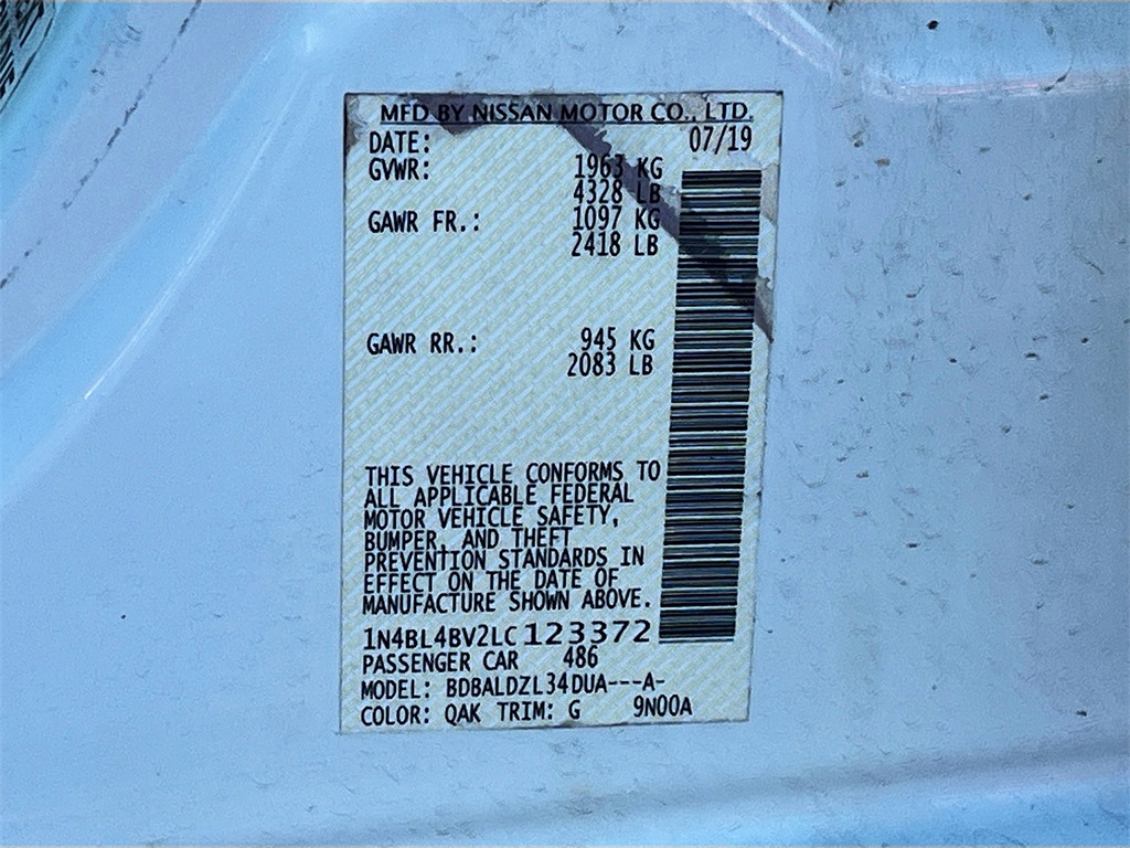 2020 Nissan Altima 2.5 S White at Emmons Autoplex