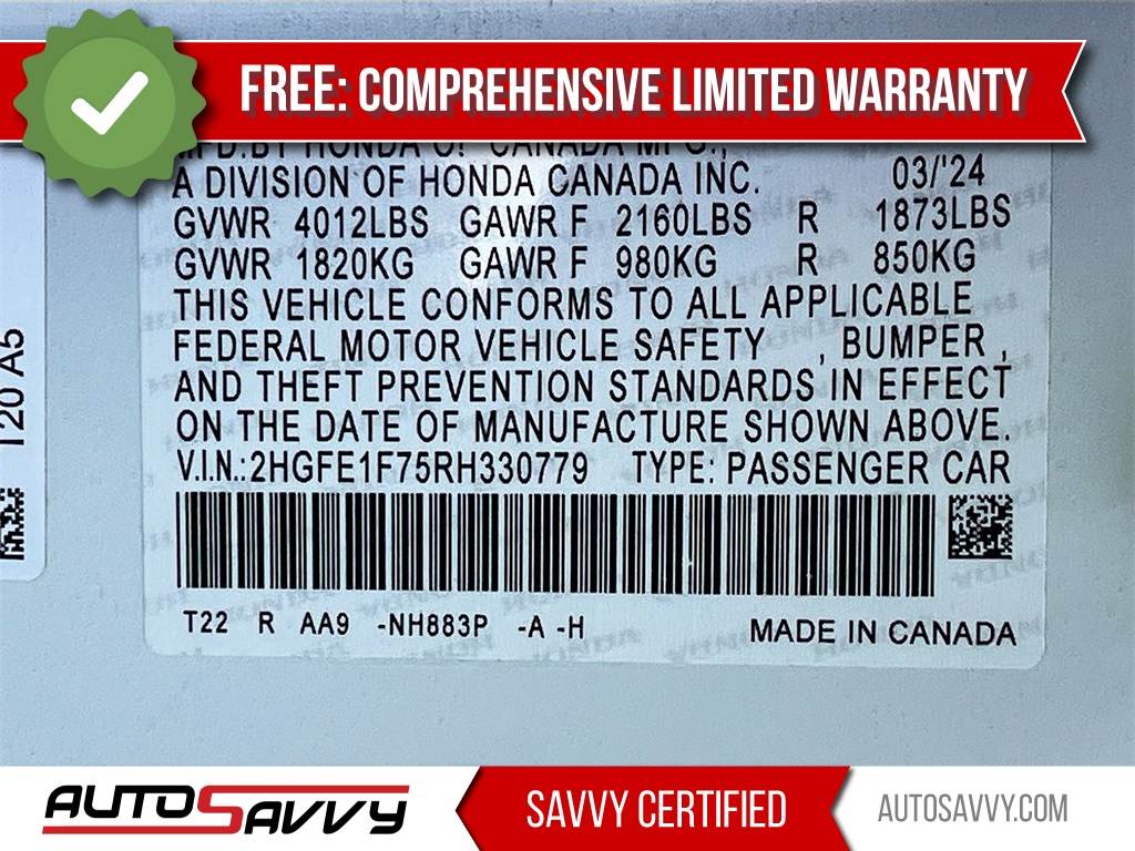 2024 Honda Civic EX White at South Houston Nissan