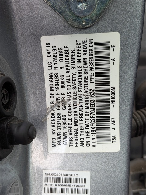 2018 Honda Civic EX  at Emmons Autoplex