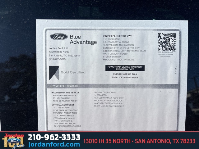 Used Car 2022 Ford Explorer  St For Sale Under $35,000 In San Antonio, Texas