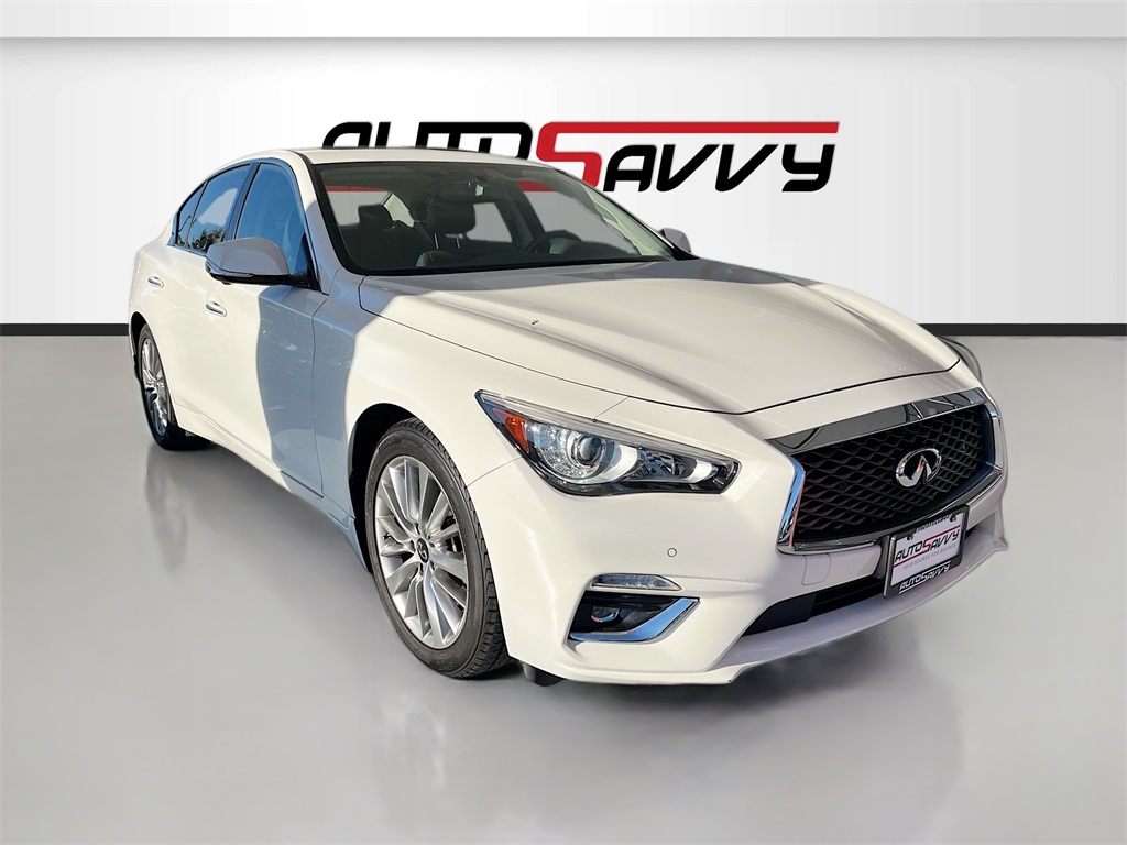2023 INFINITI Q50 LUXE White at AutoSavvy Houston Southwest