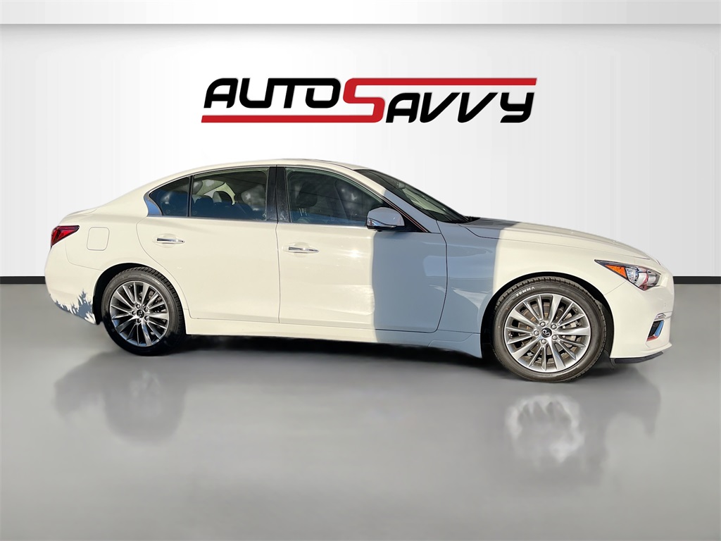 2023 INFINITI Q50 LUXE White at AutoSavvy Houston Southwest