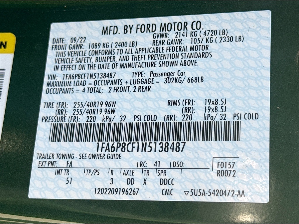 2022 Ford Mustang GT Premium Green at Big Star Chrysler Jeep Dodge Ram 