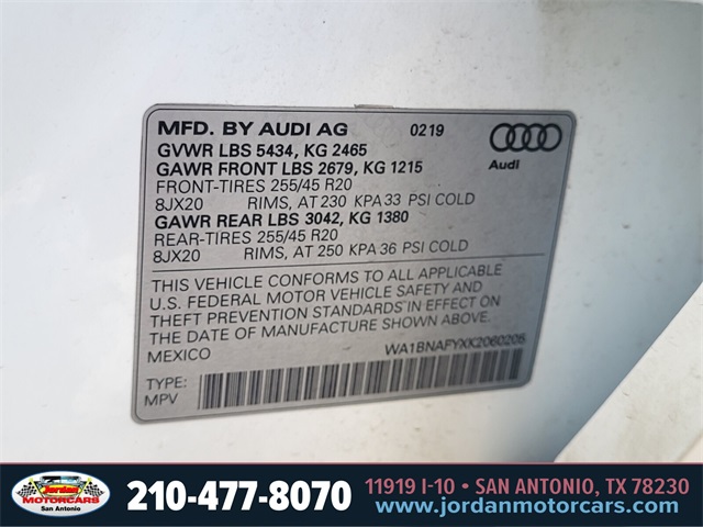 Used Car 2019 Audi Q5  2.0t Premium Plus For Sale Under $20,000 In San Antonio, Texas