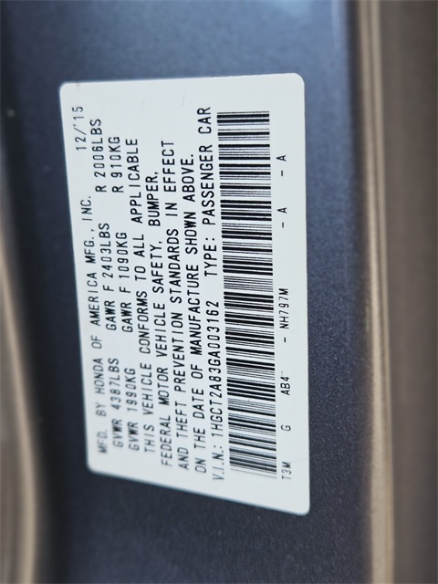Used Car 2016 Honda Accord  Ex-l For Sale Under $15,000 In San Antonio, Texas