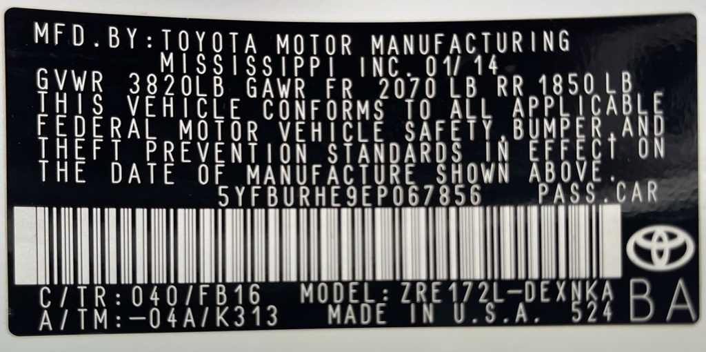 2014 Toyota Corolla L White at DeMontrond Mazda