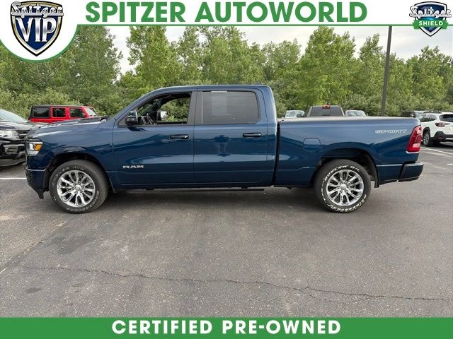 Patriot Blue Pearlcoat 2023 RAM 1500 Laramie Crew Cab 4WD Pickup Truck Four-Wheel Drive 8-Speed Automatic