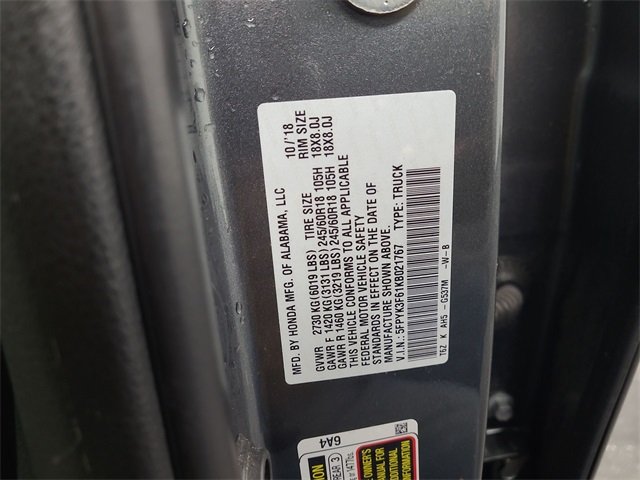 2019 – Honda – Ridgeline