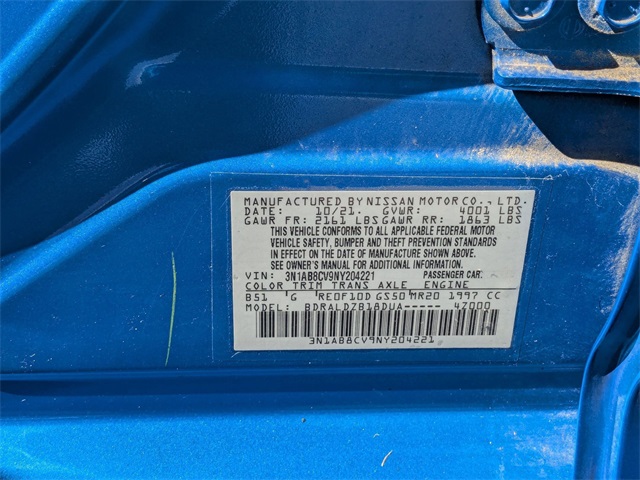 2022 Nissan Sentra SV Blue at Payless Car Sales