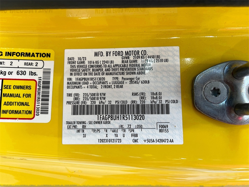 2024 Ford Mustang EcoBoost Premium Yellow at Victoria Chrysler Dodge Jeep Ram