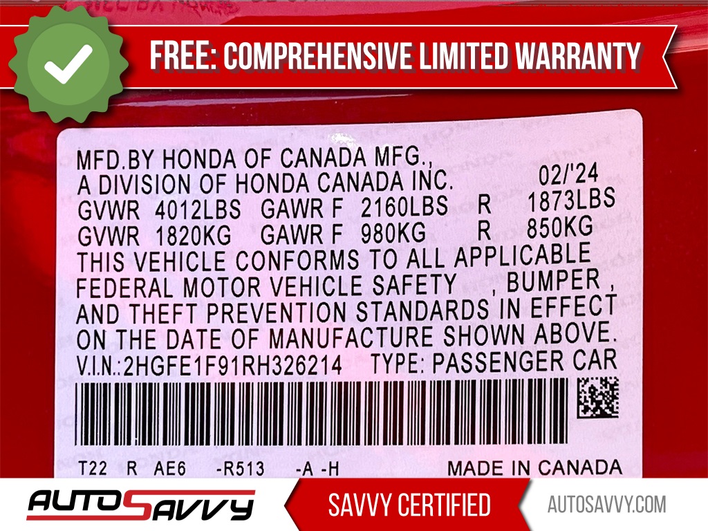 2024 Honda Civic Touring Red at South Houston Nissan