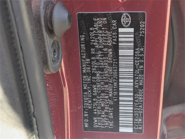 2018 Toyota Camry SE Red at Superior Kia