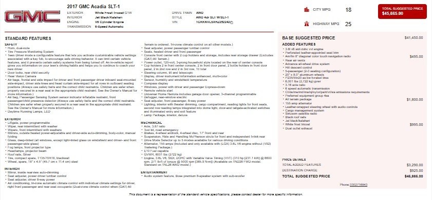 2017 GMC Acadia SLT-1 AWD