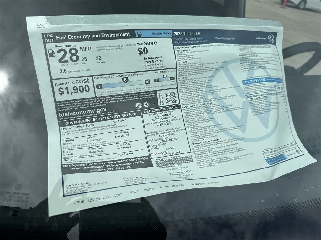 2025 Volkswagen Tiguan 2.0T SE Gray at DeMontrond Auto Country