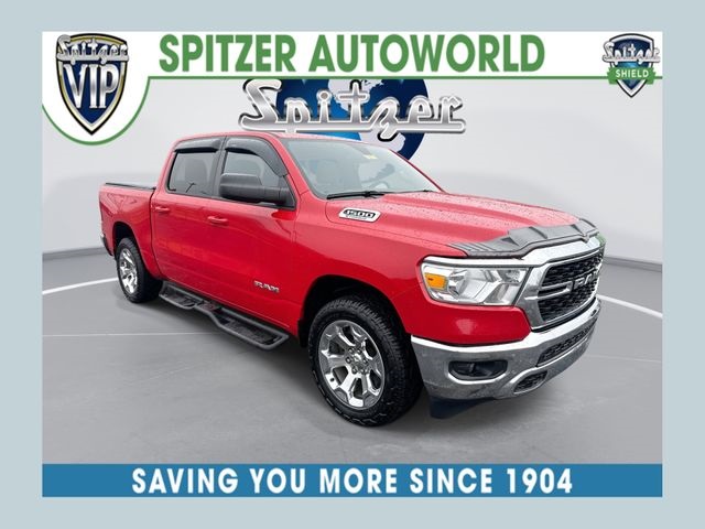 Flame Red Clearcoat 2022 RAM 1500 Big Horn Crew Cab 4WD Pickup Truck Four-Wheel Drive 8-Speed Automatic