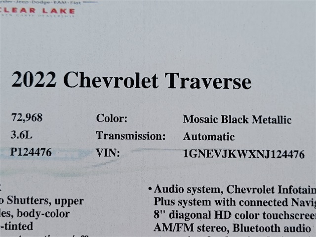 2022 Chevrolet Traverse RS Black at Cook Ford