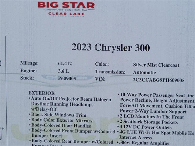 2023 Chrysler 300 S Silver at Victoria Chrysler Dodge Jeep Ram