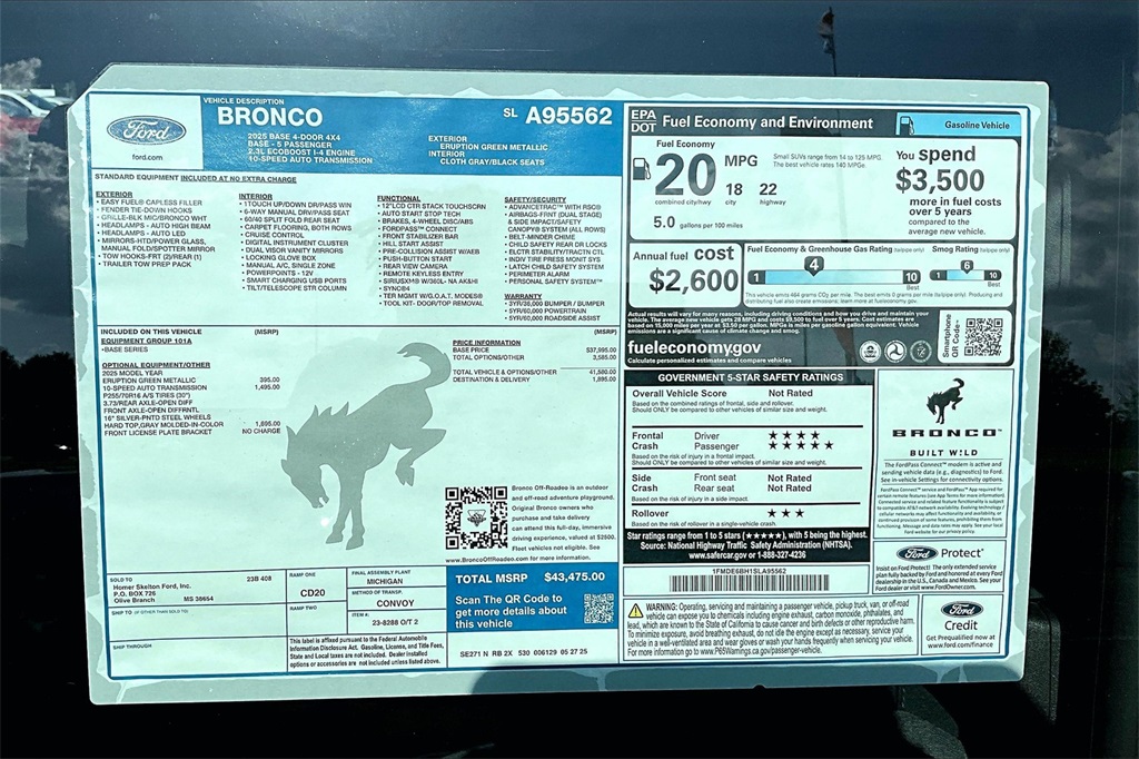 New 2025 Ford Bronco For Sale in OLIVE BRANCH, MS