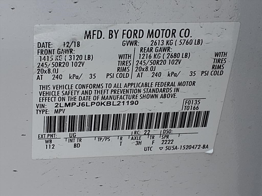 2019 Lincoln Nautilus Reserve White at Bayway Cadillac of The Woodlands