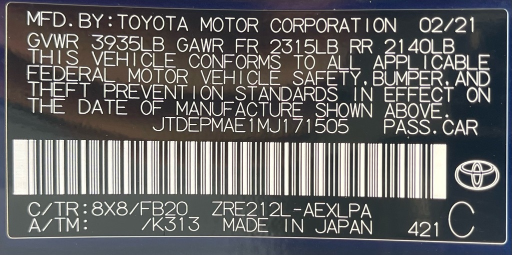 2021 Toyota Corolla LE Blue at DeMontrond Auto Country