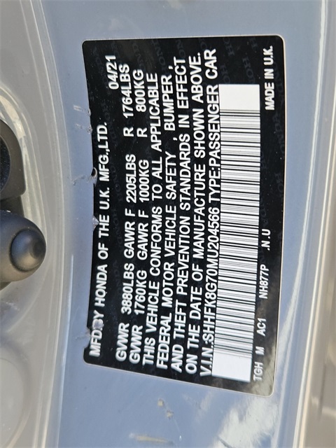 Used Car 2021 Honda Civic Type R  Touring For Sale Under $35,000 In San Antonio, Texas