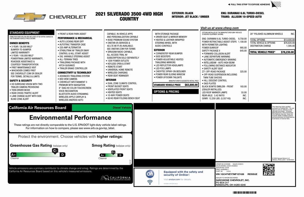 2021 Chevrolet Silverado 3500HD High Country Crew Cab 4WD