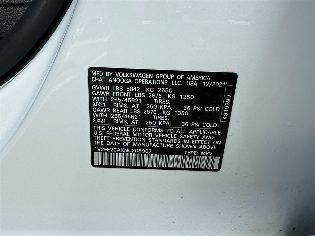 2022 Volkswagen Atlas Cross Sport 3.6L V6 SEL Premium R-Line White at DeMontrond Auto Country