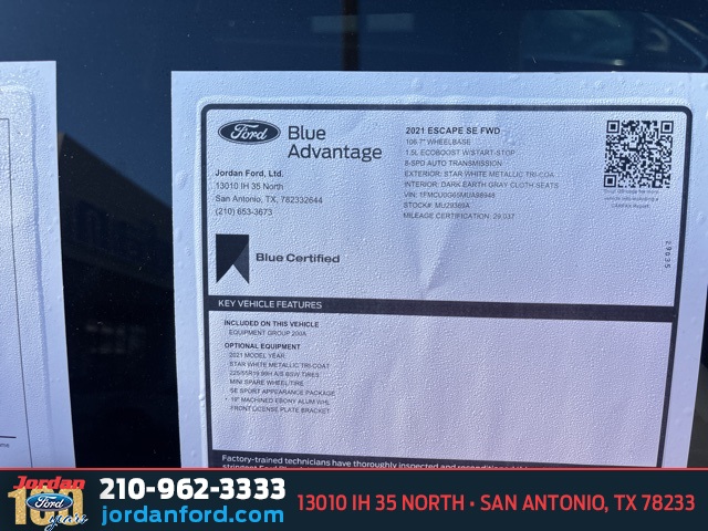 Used Car 2021 Ford Escape  Se For Sale Under $20,000 In San Antonio, Texas