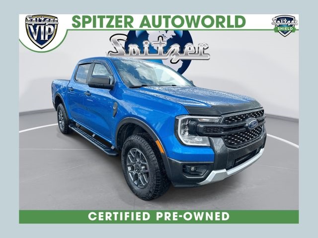 Blue Metallic 2024 Ford Ranger XLT SuperCrew 4WD Pickup Truck Four-Wheel Drive Automatic