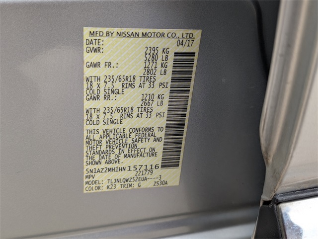 2017 Nissan Murano SV Silver at Don McGill Toyota