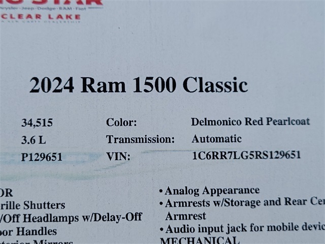 2024 Ram 1500 Classic Warlock Red at Wharton Chevrolet GMC