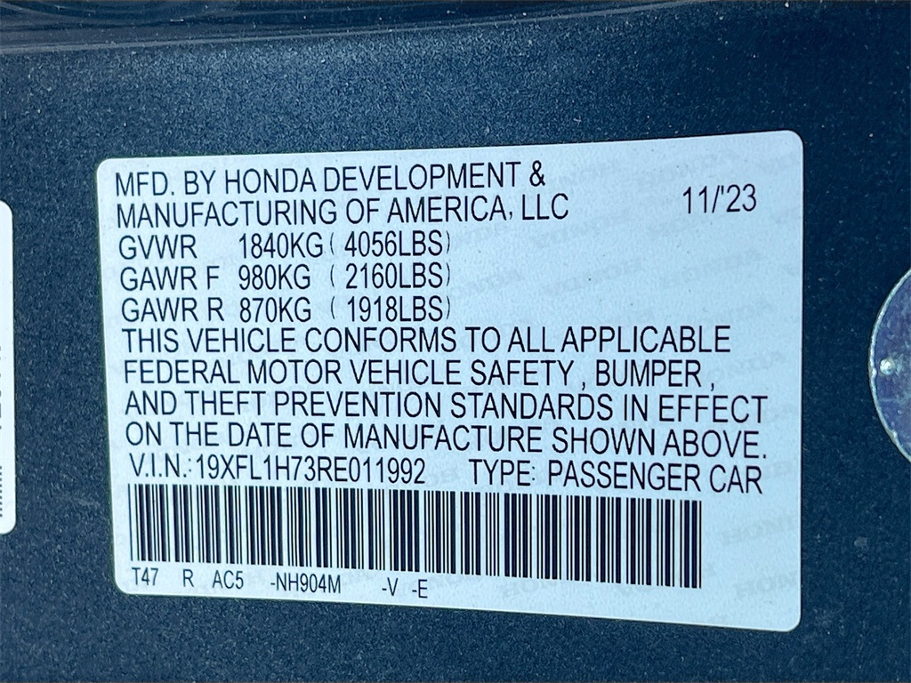 2024 Honda Civic EX-L Gray at Emmons Autoplex