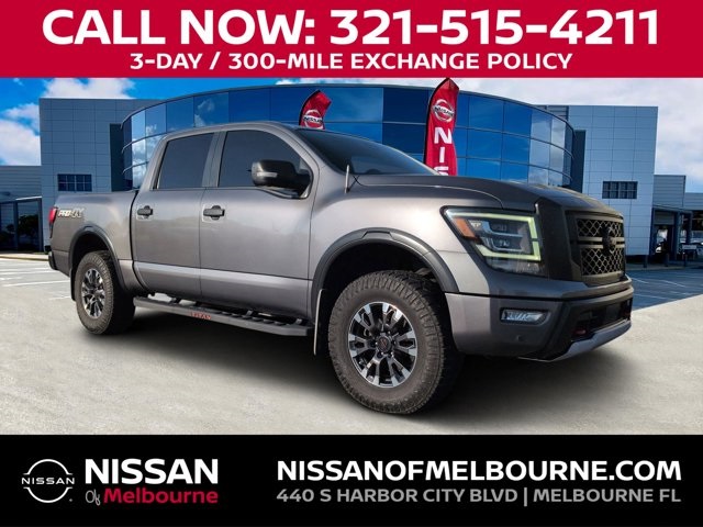 Gray (Gun Metallic) 2021 Nissan Titan PRO-4X Crew Cab 4WD Pickup Truck Four-Wheel Drive 9-Speed Automatic