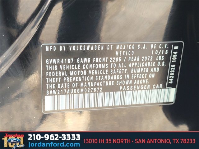 Used Car 2016 Volkswagen Golf  Tsi S 4-door For Sale Under $10,000 In San Antonio, Texas