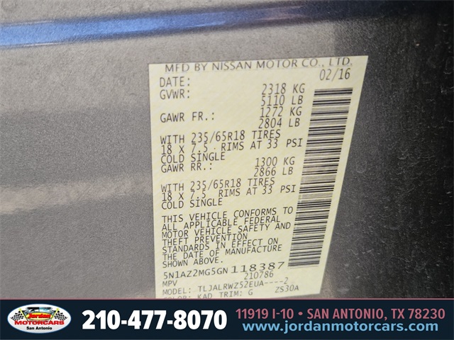 Used Car 2016 Nissan Murano  Sl For Sale Under $15,000 In San Antonio, Texas