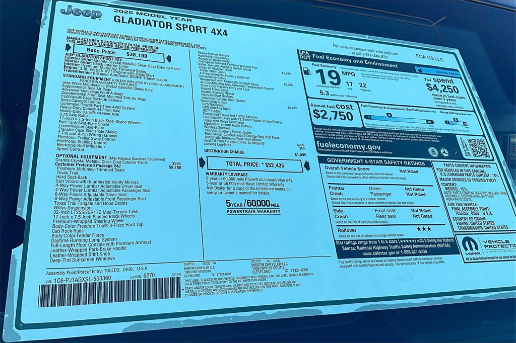 2025 Jeep Gladiator Sport Gray at River Oaks CDJR