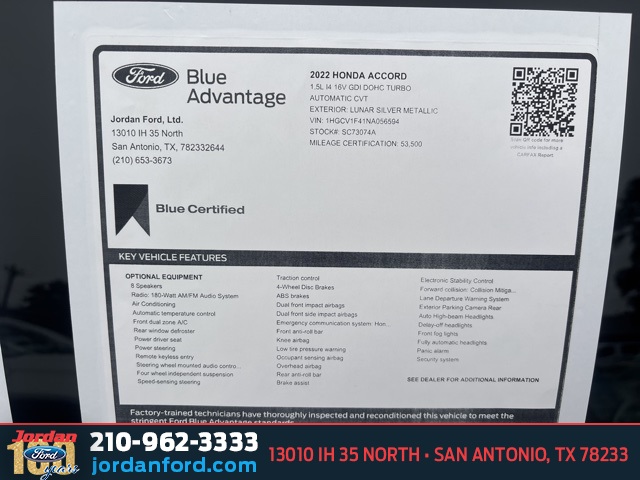 Used Car 2022 Honda Accord  Sport Special Edition For Sale Under $25,000 In San Antonio, Texas