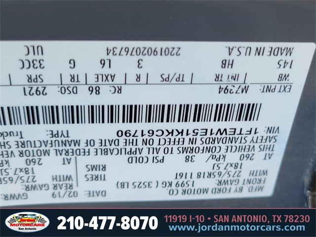 Used Car 2019 Ford F-150  Lariat For Sale Under $50,000 In San Antonio, Texas