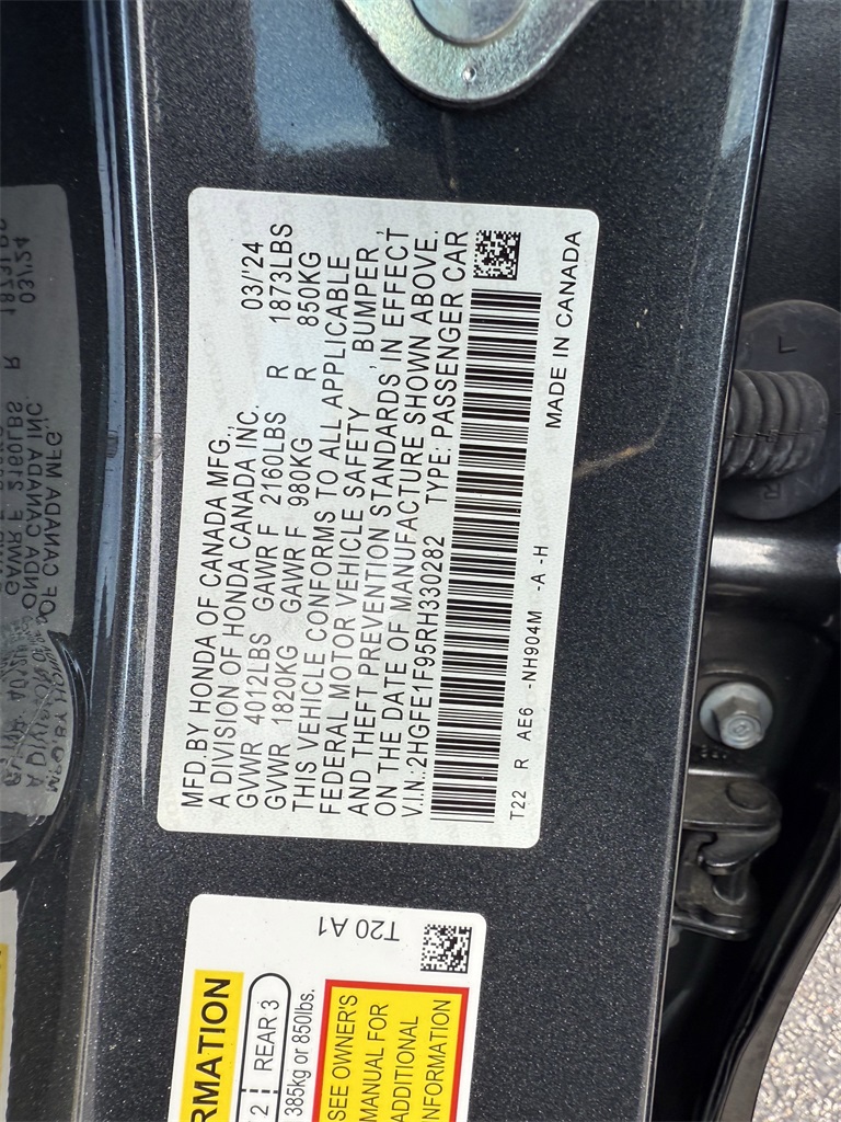 2024 Honda Civic Touring Gray at Bayway Chrysler Dodge Jeep Ram