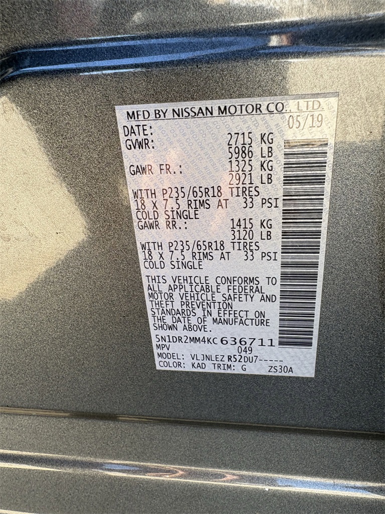 2019 Nissan Pathfinder SV Gray at Bravo Nissan