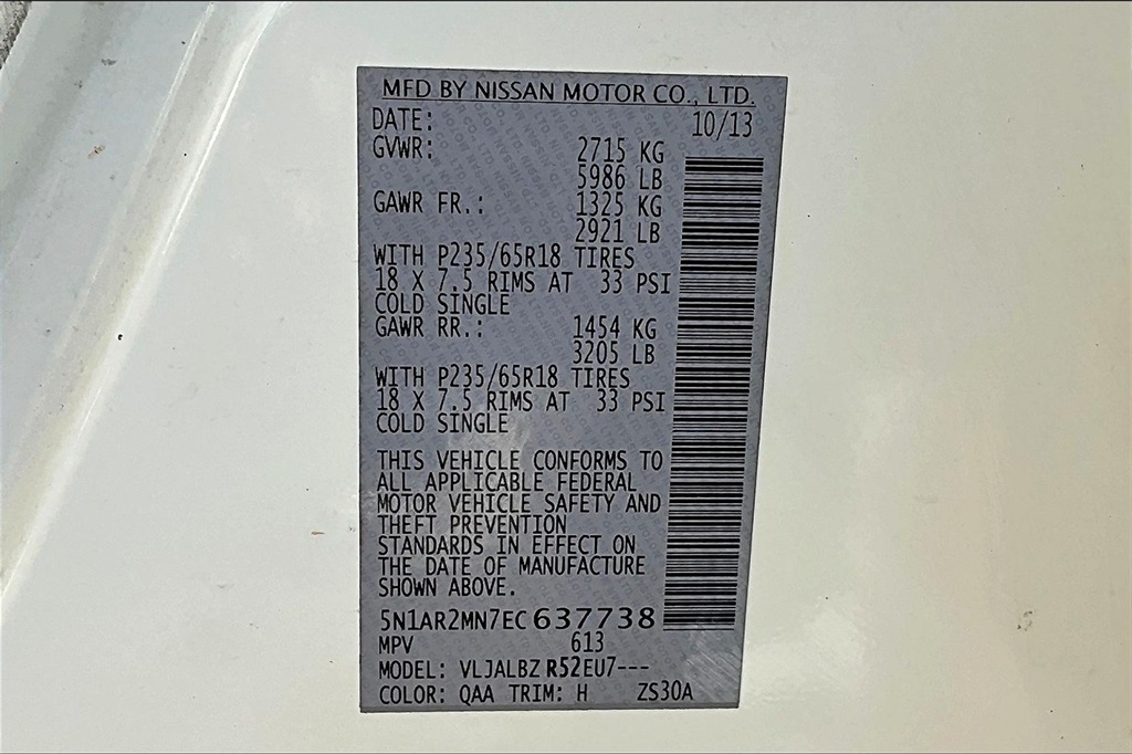 2014 Nissan Pathfinder S White at DeMontrond Mazda