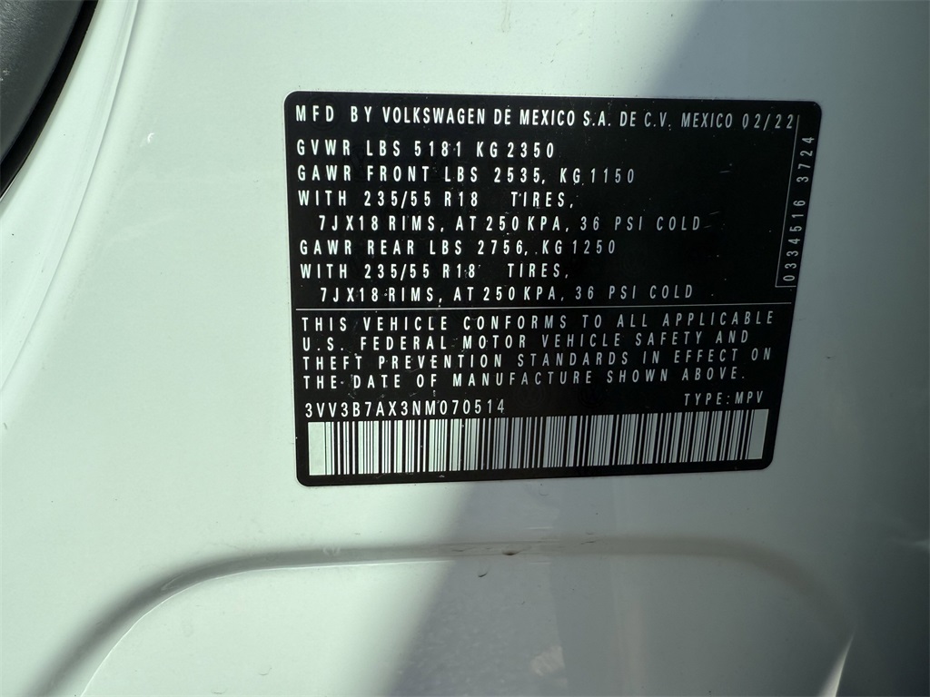 2022 Volkswagen Tiguan 2.0T SE White at Wharton Ford