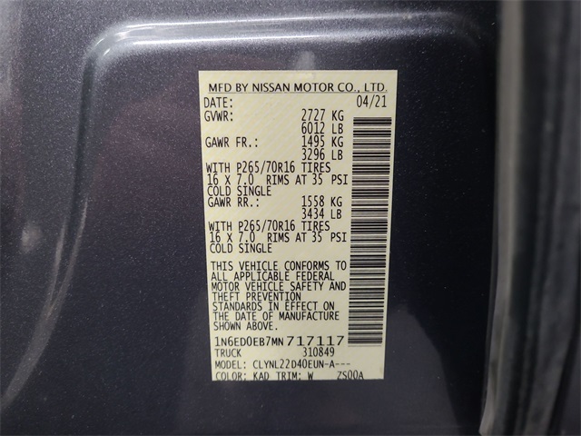 2021 – Nissan – Frontier