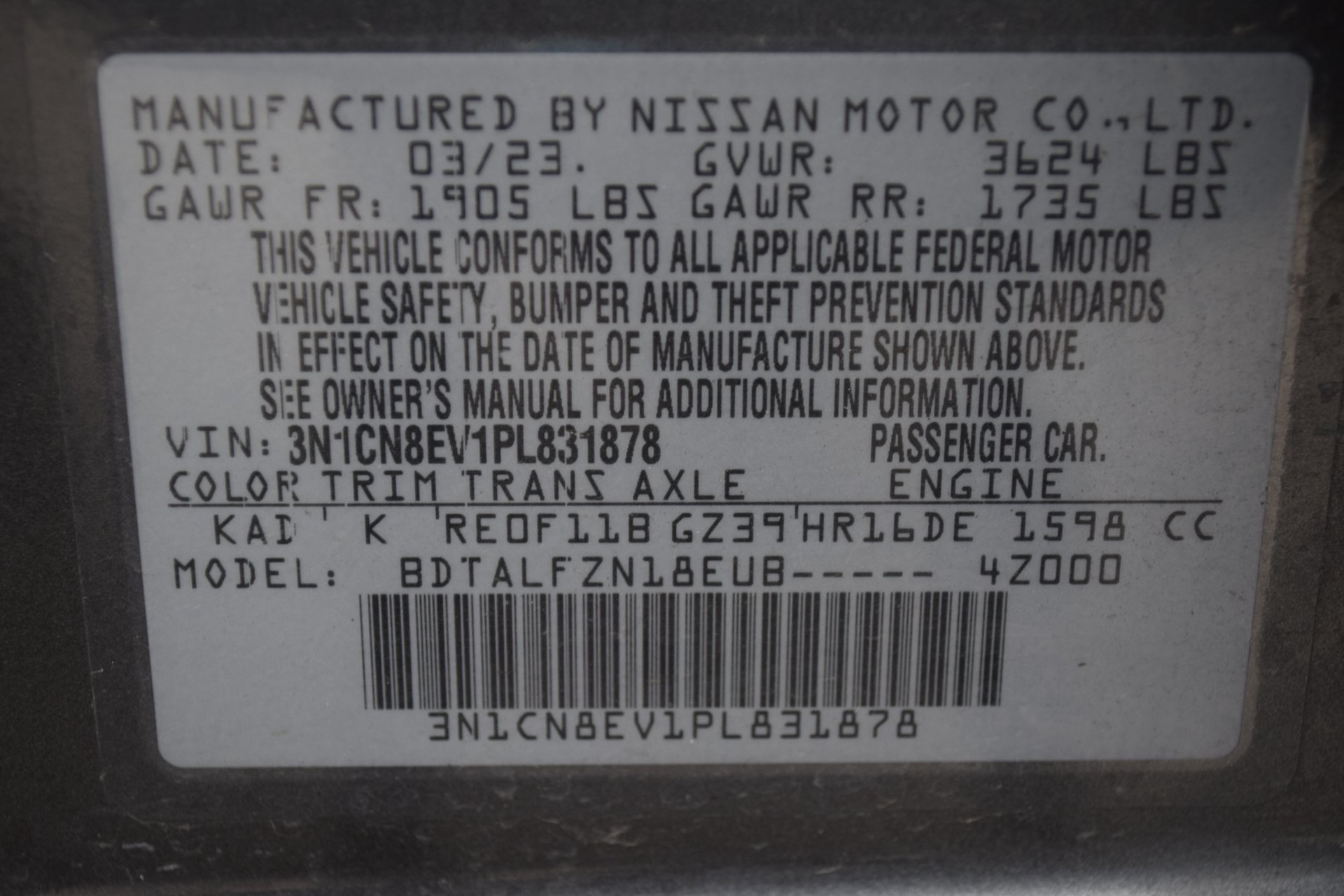 2023 Nissan Versa 1.6 SV Gray at Emmons Autoplex