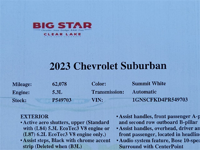 2023 Chevrolet Suburban Premier White at Baytown Hyundai