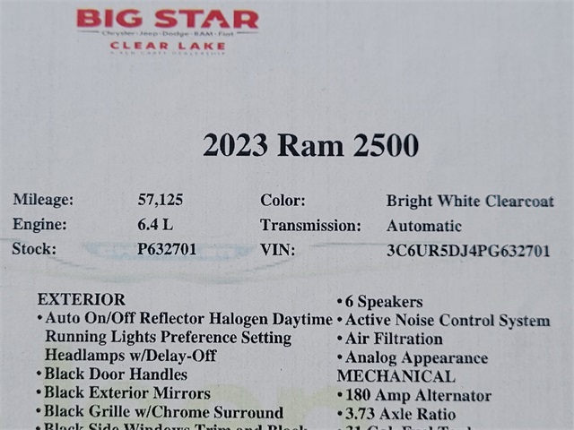 2023 Ram 2500 Big Horn White at Martin Chrysler Dodge Jeep Ram