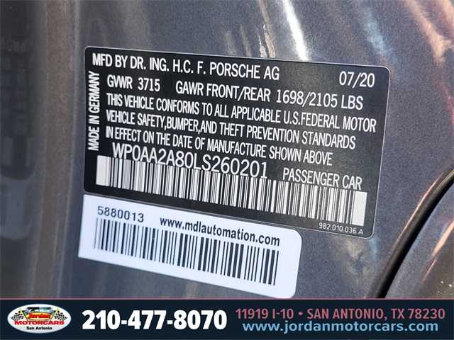 Used Car 2020 Porsche 718 Cayman  Base For Sale Under $60,000 In San Antonio, Texas